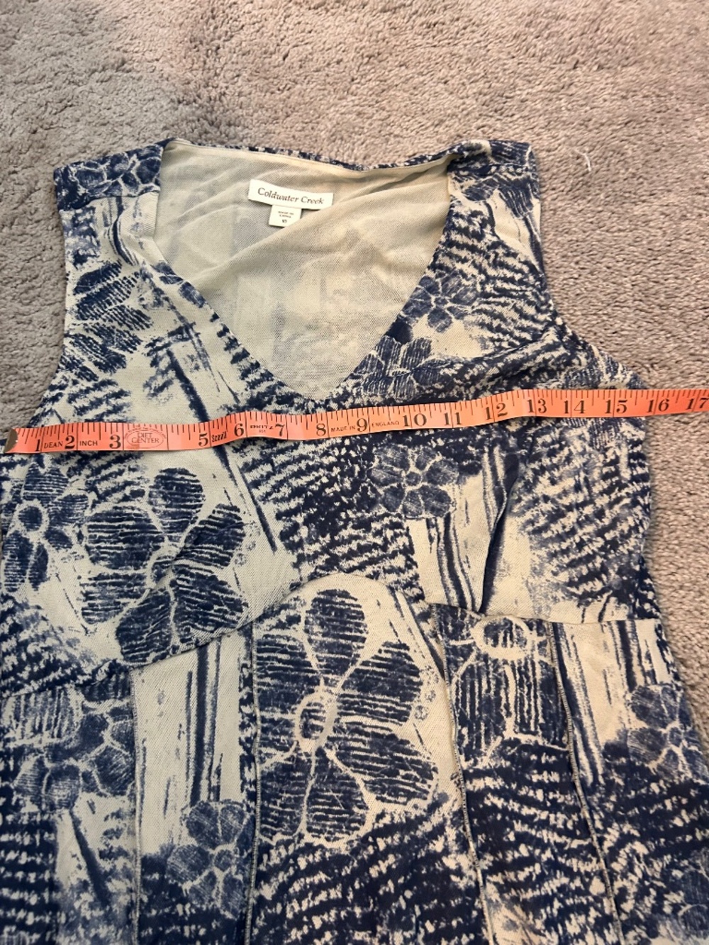 New Blue Coldwater Creek Floral Seamed Mesh  Sleeveless Dress Size 10 Lined - Picture 3 of 12